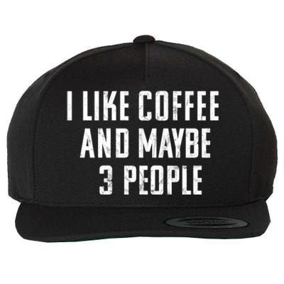 I Like Coffee And Maybe Three People Vintage Used Look Wool Snapback Cap