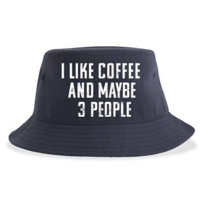 I Like Coffee And Maybe Three People Vintage Used Look Sustainable Bucket Hat