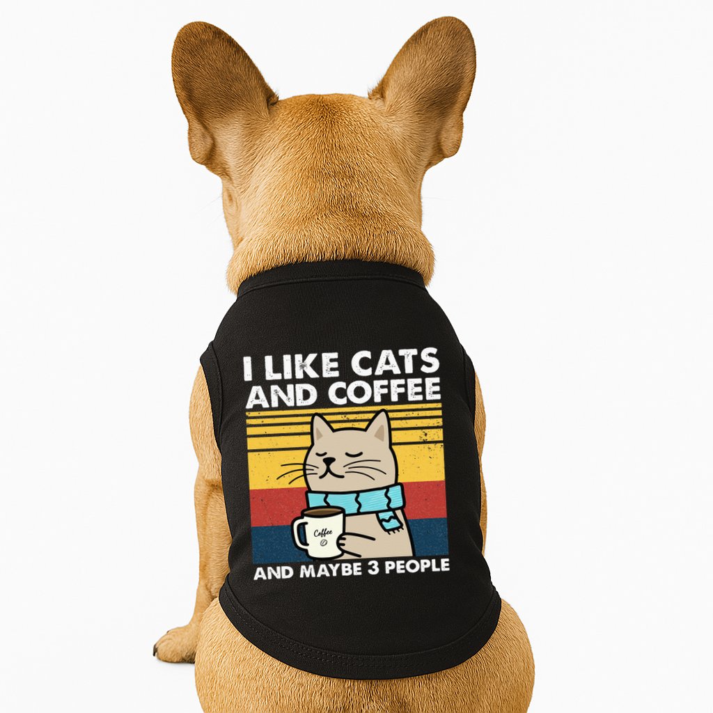 I Like Cats And Coffee And Maybe 3 People Retro Coffee Lover Doggie Tank