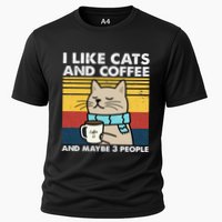 I Like Cats And Coffee And Maybe 3 People Retro Coffee Lover Cooling Performance Crew T-Shirt