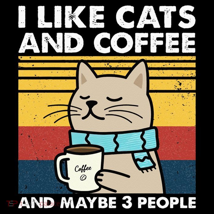 I Like Cats And Coffee And Maybe 3 People Retro Coffee Lover Tall T-Shirt