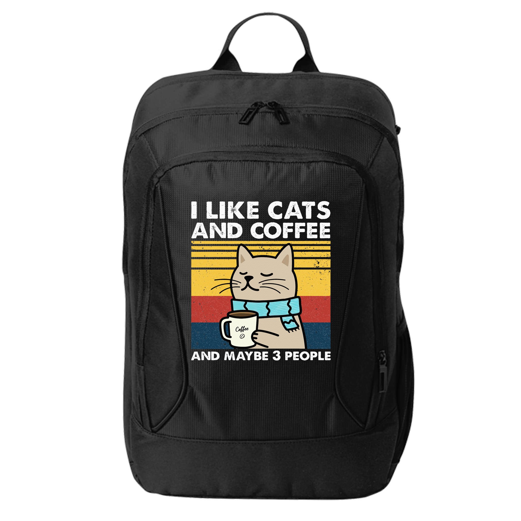 I Like Cats And Coffee And Maybe 3 People Retro Coffee Lover City Backpack