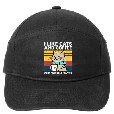 I Like Cats And Coffee And Maybe 3 People Retro Coffee Lover 7-Panel Snapback Hat
