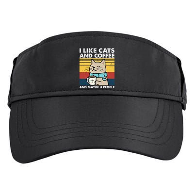 I Like Cats And Coffee And Maybe 3 People Retro Coffee Lover Adult Drive Performance Visor