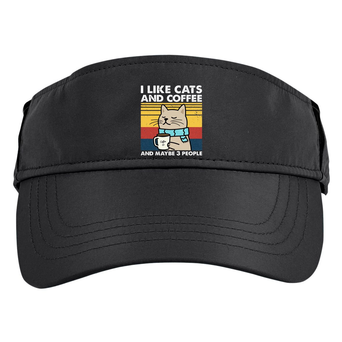 I Like Cats And Coffee And Maybe 3 People Retro Coffee Lover Adult Drive Performance Visor