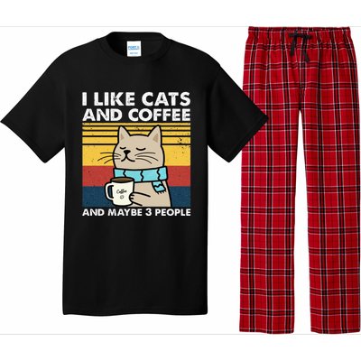 I Like Cats And Coffee And Maybe 3 People Retro Coffee Lover Pajama Set