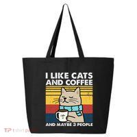 I Like Cats And Coffee And Maybe 3 People Retro Coffee Lover 25L Jumbo Tote