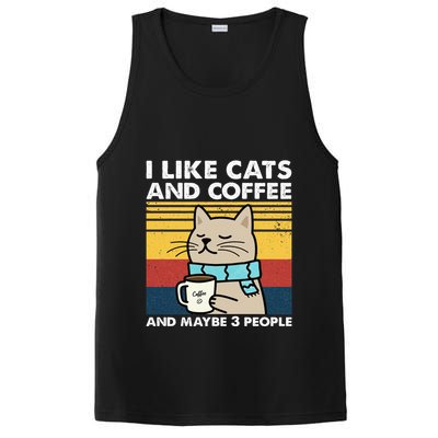 I Like Cats And Coffee And Maybe 3 People Retro Coffee Lover PosiCharge Competitor Tank