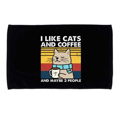 I Like Cats And Coffee And Maybe 3 People Retro Coffee Lover Microfiber Hand Towel