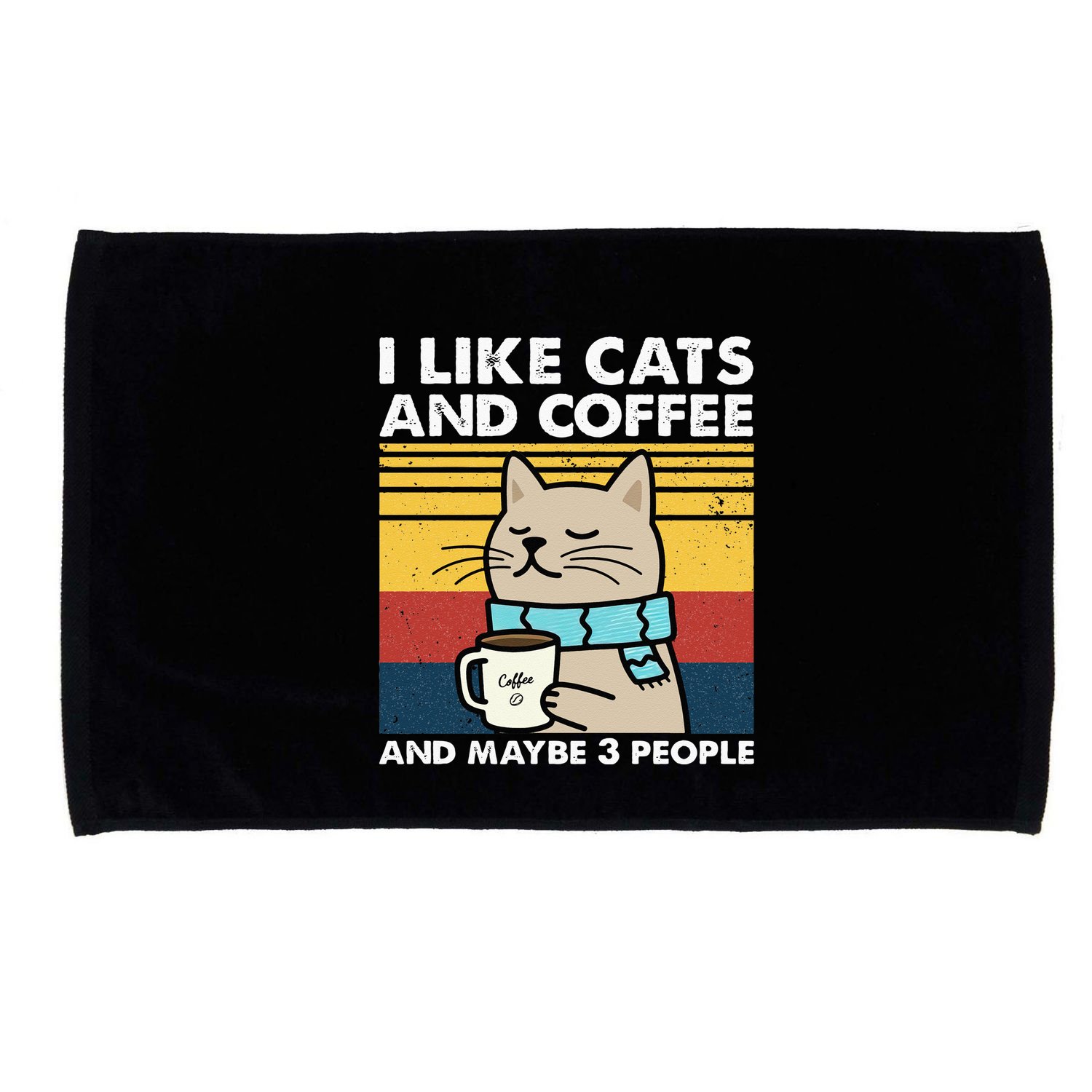 I Like Cats And Coffee And Maybe 3 People Retro Coffee Lover Microfiber Hand Towel