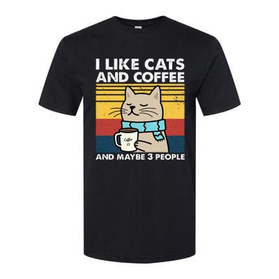 I Like Cats And Coffee And Maybe 3 People Retro Coffee Lover Softstyle® CVC T-Shirt