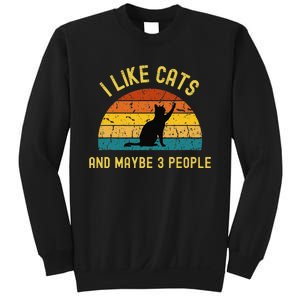 I Like Cats And Maybe 3 People Funny Retro Cat Lover Sweatshirt