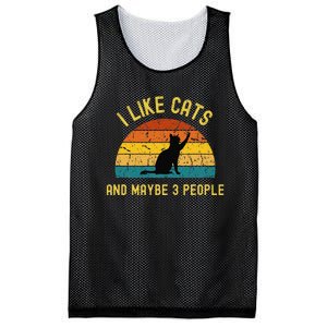 I Like Cats And Maybe 3 People Funny Retro Cat Lover Mesh Reversible Basketball Jersey Tank