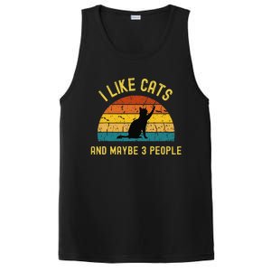 I Like Cats And Maybe 3 People Funny Retro Cat Lover PosiCharge Competitor Tank