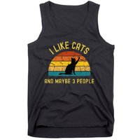 I Like Cats And Maybe 3 People Funny Retro Cat Lover Tank Top