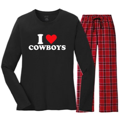 I Love Cow Women's Long Sleeve Flannel Pajama Set 