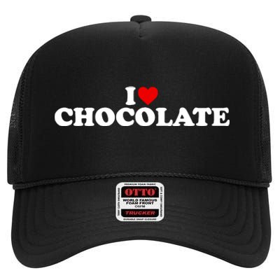 I Love Chocolate Heart High Crown Mesh Back Trucker Hat