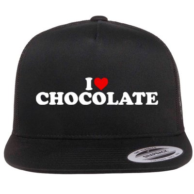 I Love Chocolate Heart Flat Bill Trucker Hat