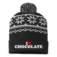 I Love Chocolate Heart USA-Made Snowflake Beanie