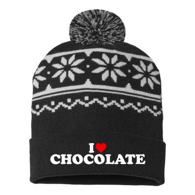 I Love Chocolate Heart USA-Made Snowflake Beanie