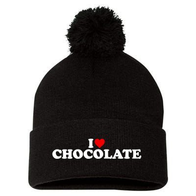 I Love Chocolate Heart Pom Pom 12in Knit Beanie