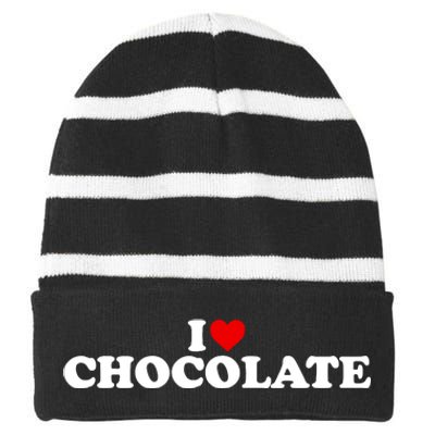 I Love Chocolate Heart Striped Beanie with Solid Band