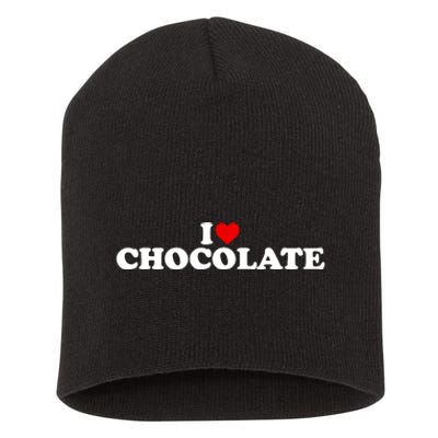 I Love Chocolate Heart Short Acrylic Beanie