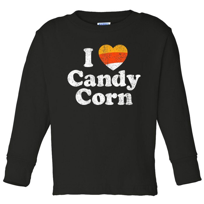 I Love Candy Corn Funny Halloween Retro 80S 70S Costume Toddler Long Sleeve Shirt