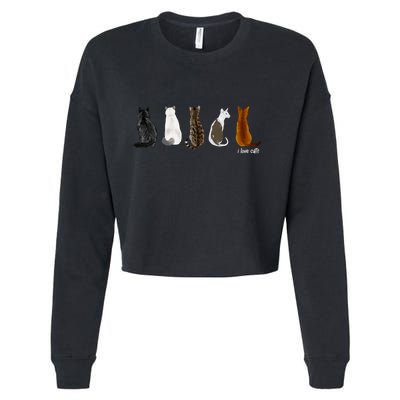 I Love Cats For Cat Lovers Gift Cropped Pullover Crew