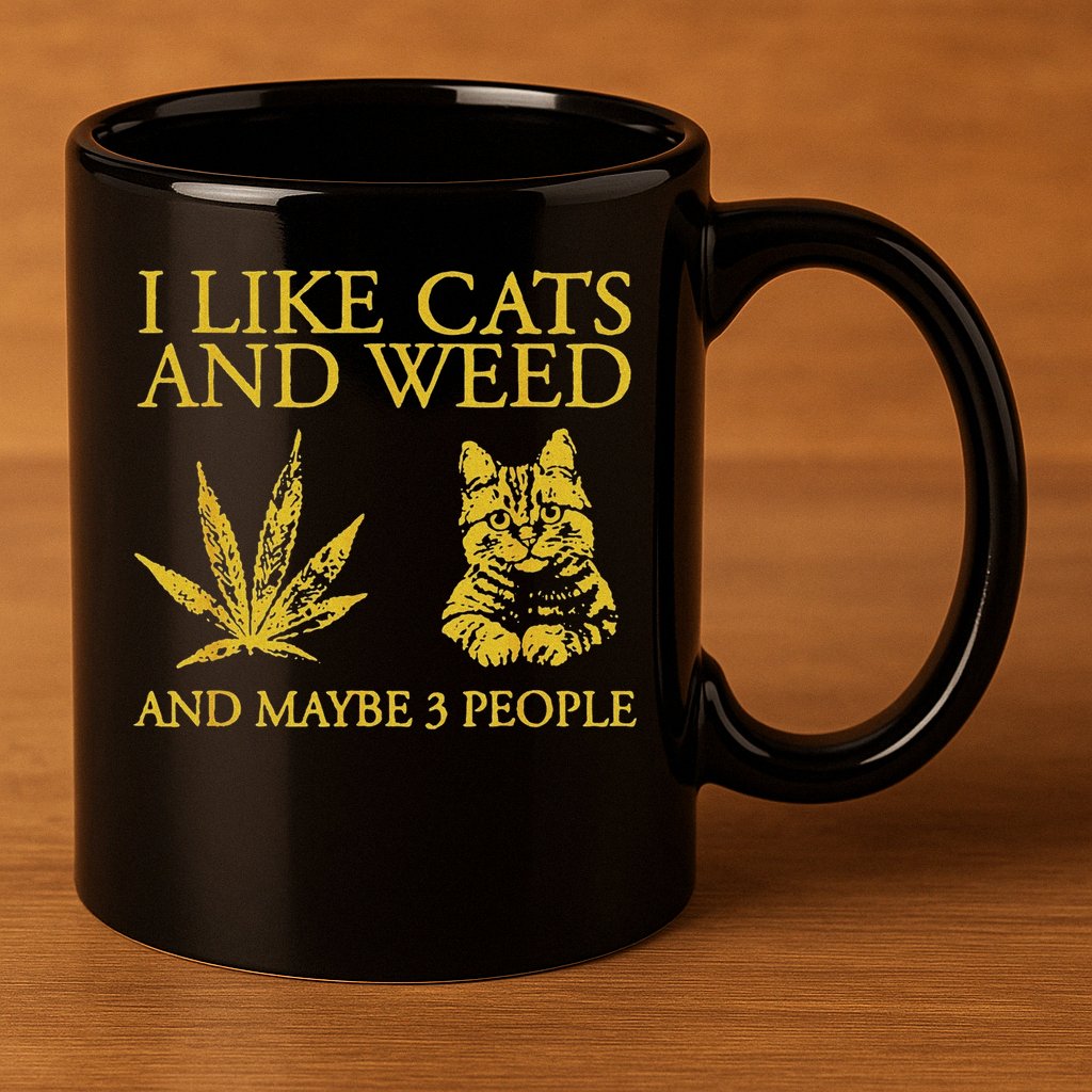I Like Cats And Weed And Maybe 3 People 11oz C Handle Ceramic Mug