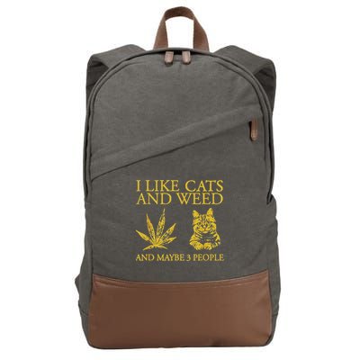I Like Cats And Weed And Maybe 3 People Cotton Canvas Backpack