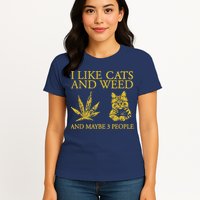 I Like Cats And Weed And Maybe 3 People Womens T-Shirt