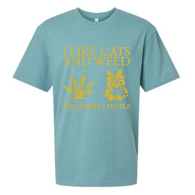 I Like Cats And Weed And Maybe 3 People Sueded Cloud Jersey T-Shirt