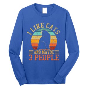 I Like Cats And Maybe 3 People Funny Cat Lover Long Sleeve Shirt