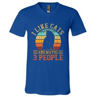 I Like Cats And Maybe 3 People Funny Cat Lover V-Neck T-Shirt