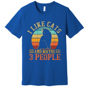 I Like Cats And Maybe 3 People Funny Cat Lover Premium T-Shirt