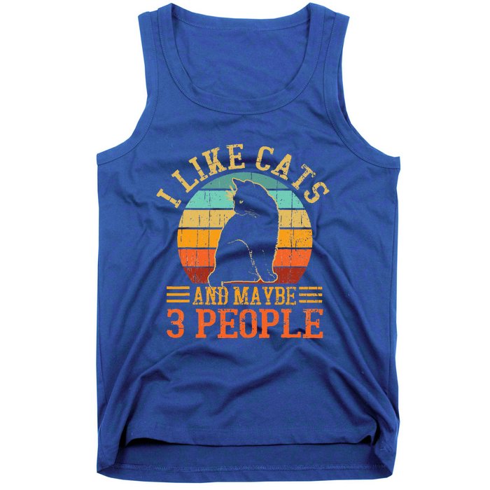 I Like Cats And Maybe 3 People Funny Cat Lover Tank Top