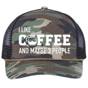 I Like Coffee And Maybe 3 People Retro Rope Trucker Hat Cap