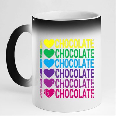 I Love Chocolate I Heart Chocolate Rainbow 11oz Black Color Changing Mug