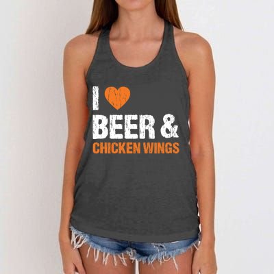 I Love Chicken Wings & Beer Funny Food Eating Lover Gift Women's Knotted Racerback Tank