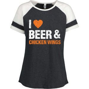 I Love Chicken Wings & Beer Funny Food Eating Lover Gift Enza Ladies Jersey Colorblock Tee