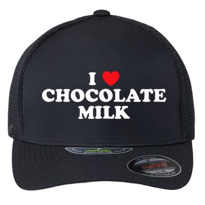 I Love Chocolate Milk Heart Yummy Drink Flexfit Unipanel Trucker Cap