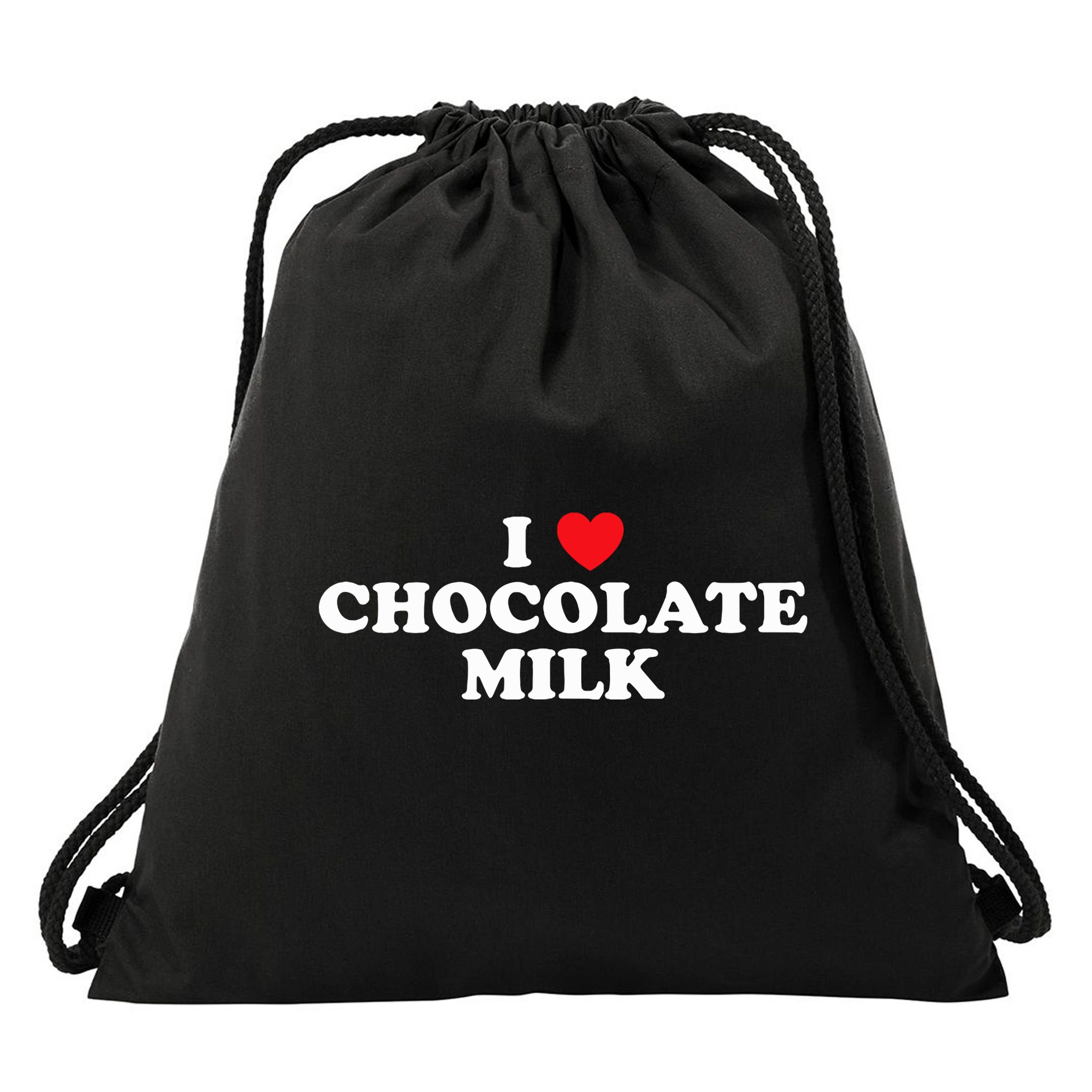 I Love Chocolate Milk Heart Yummy Drink Drawstring Bag