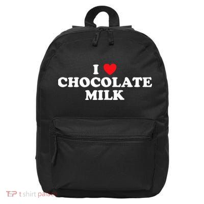 I Love Chocolate Milk Heart Yummy Drink 16 in Basic Backpack