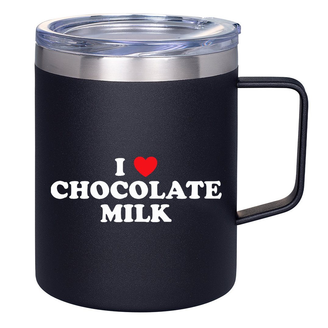 I Love Chocolate Milk Heart Yummy Drink 12oz Stainless Steel Coffee Mug