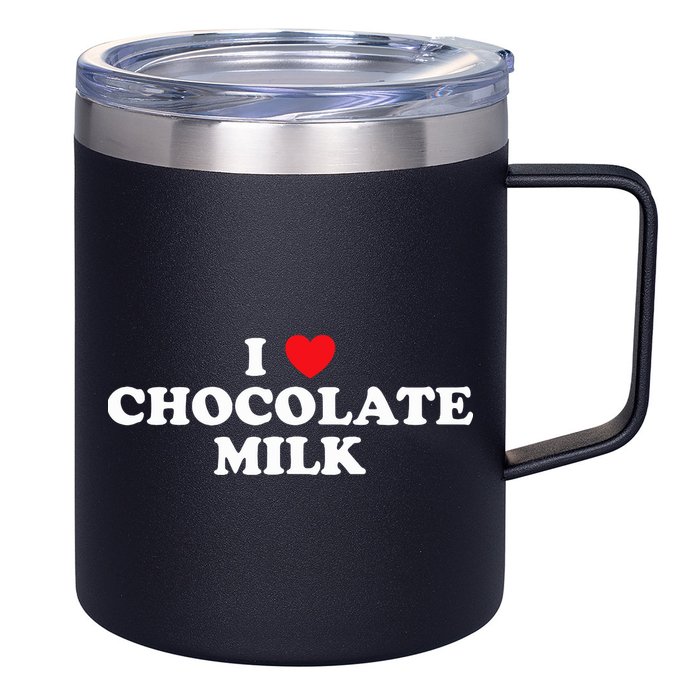 I Love Chocolate Milk Heart Yummy Drink 12oz Stainless Steel Coffee Mug