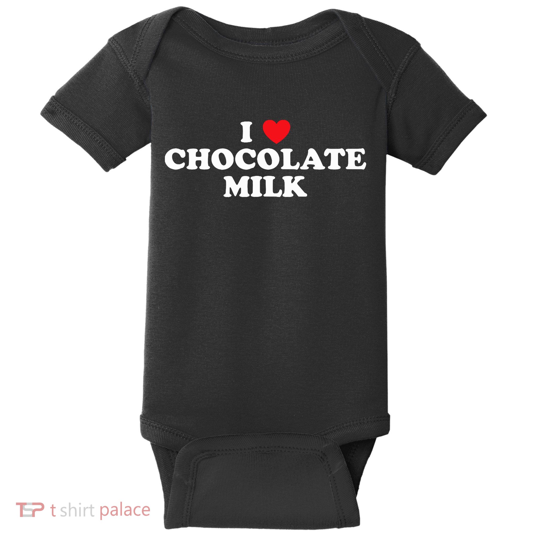 I Love Chocolate Milk Heart Yummy Drink Baby Bodysuit