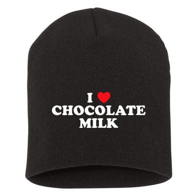 I Love Chocolate Milk Heart Yummy Drink Short Acrylic Beanie