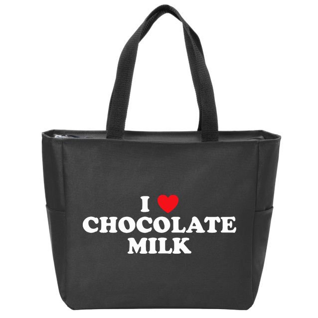 I Love Chocolate Milk Heart Yummy Drink Zip Tote Bag