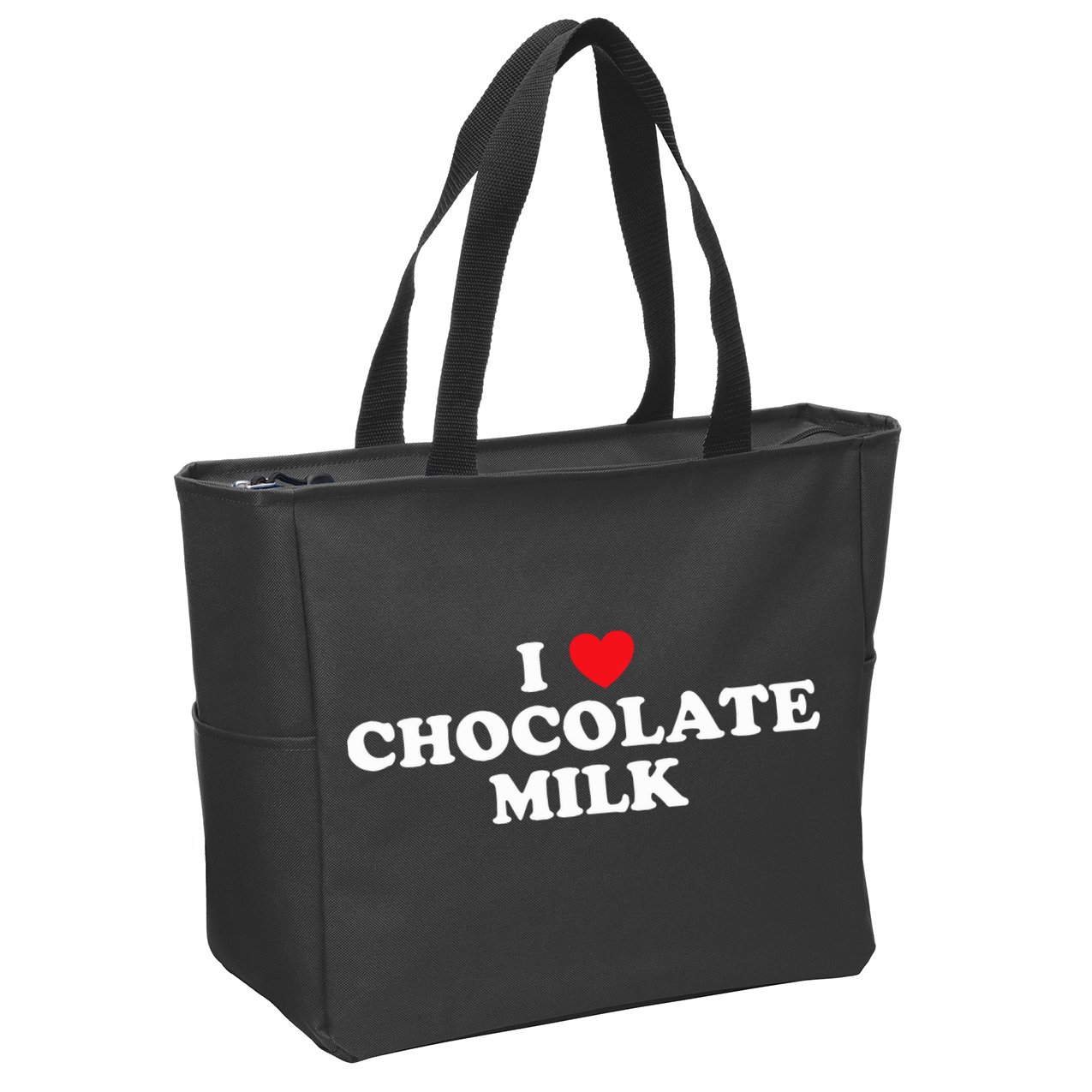 I Love Chocolate Milk Heart Yummy Drink Zip Tote Bag